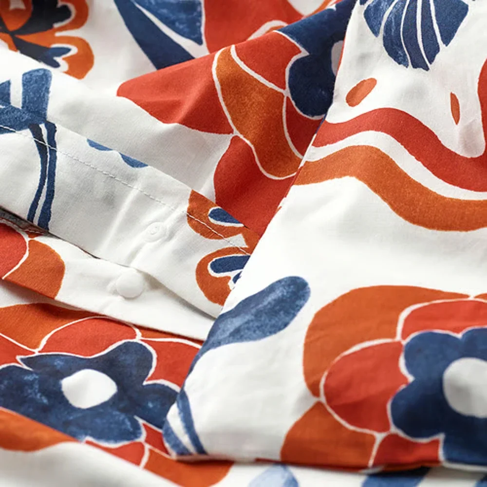 Ikea KANONVISKA Full/Queen Duvet cover pillowcases white multicolor/floral - NEW
